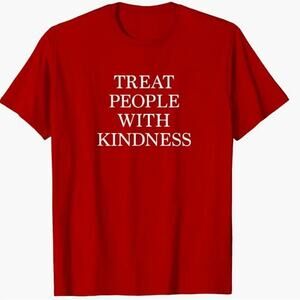 Treat People With Kindness T-Shirt in Cranberry Red, Size Small